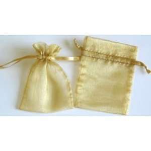  60 Gold Organza Gift Bags 5x7 