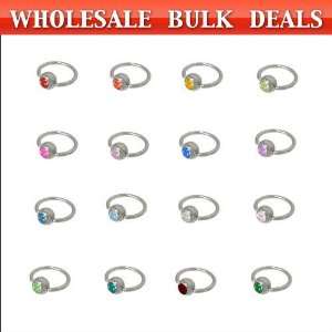  50pc Wholesale Jewel Captive Bead Ring 14 Gauge Jewelry