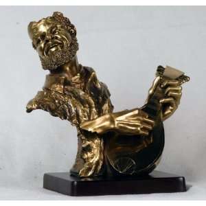  Brass Mandolin Player Figurine 