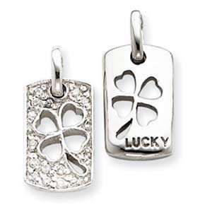  Sterling Silver Lucky CZ Shamrock Charm Jewelry