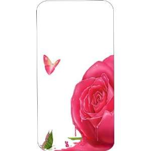 White Silicone Rubber Case Custom Designed Pink Rose & Butterflies 