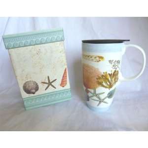    Boxed Ceramic Travel Latte Mug, Shell Study