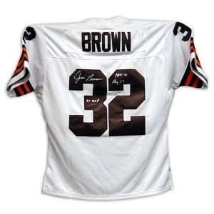  Jim Brown Autograph Cleveland Browns White Football Jersey w/Stats 
