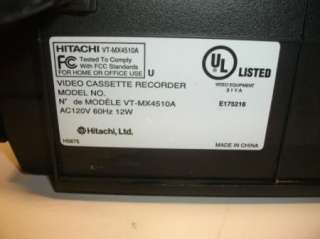 Hitachi VCR VHS Video Recorder PLAYER VT MX4510A  