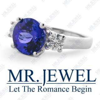 50 CT ROUND TANZANITE AND DIAMOND RING AAAA COLOR  