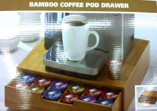 Bamboo Coffee Pod Drawer for Keurig K Cups Holds 36 K Cups  