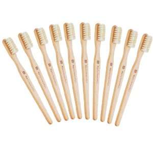 Set of 10 Plastic Free Wooden Toothbrushes   Adult Health 