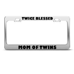 Twice Blessed Mom Of Twins Metal Funny license plate frame Tag Holder