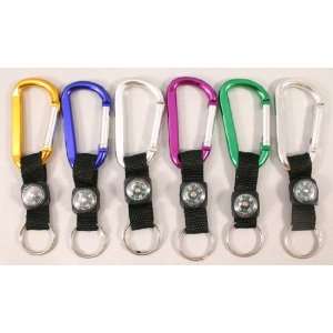  QTY 6 new Carabiner Clip With Compass  WHOLESALE LOT 
