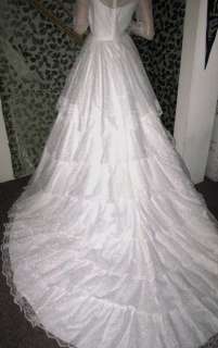   Romantic Vtg Bridallure 4 Ruffle Lace Layer Wedding Dress, Size 8