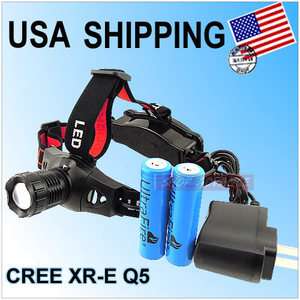 Rechargeable CREE Q5 LED Zoomable Headlamp Headlight Q8 +2x18650+ USA 