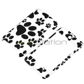 For iPod touch 4 4th G Gen Black/White Paw Rubber Hard Case+Privacy 