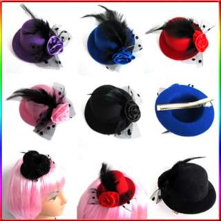   Feather Hair Clip Mini Top Hat Fascinator Cocktail Party Decor New