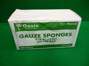 200 SURGICAL GAUZE PAD SPONGES 4x4 12 PLY NON STERILE LATEX FREE 