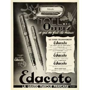  1937 Ad Edacoto French Fountain Writing Pens Ink Christmas 