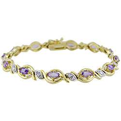   Gold over Silver Amethyst and Diamond Accent Bracelet  