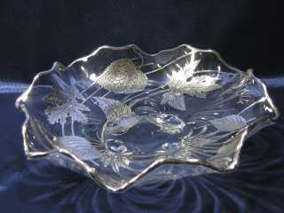   SILVER OVERLAY 4  FOOTED CRIMPED BOWL * USA*  