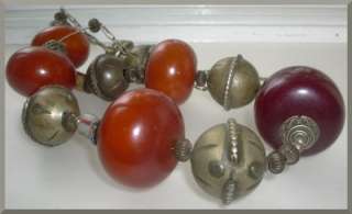   AFRICAN COPAL AMBER   RED & YELLOW w VENETIAN TRADE BEADS NECKLACE