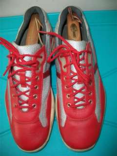 Authentic PRADA WHITE LEATHER & GRAY MESH Tennis MEN Shoes size 8.5 us 