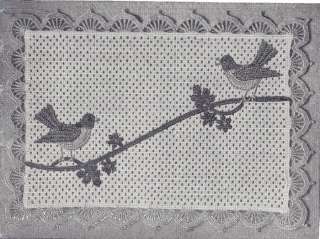 Vintage Crochet Pattern Bird Applique Motif Placemat  
