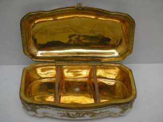 Lg 19C Antique Gorgeous MEISSEN Patch Pill Snuff Box Gold Gilt 