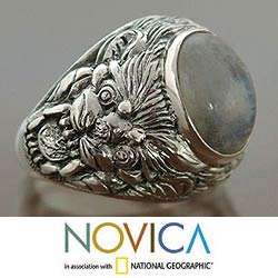 Sterling Silver Lions Charisma Mens Moonstone Ring (Indonesia 