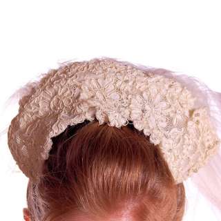 Vintage Wedding Veil Lace Headpiece 1950s 100  