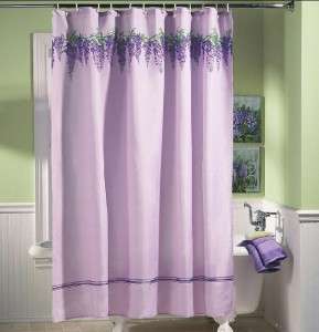   Vine Wisteria Lavender Purple Flowers Fabric Shower Curtain Bath Decor