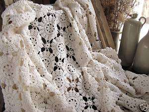 Vintage French crochet bedcover bedspread lace  