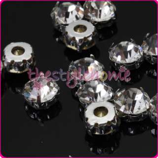 40X 8mm Loose Faceted Sew On shiny Rhinestone Beads bags clothes 