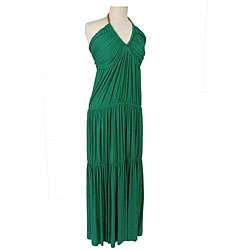Bags Womens Pleated Green Maxi Dress  