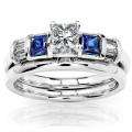 14k Gold 1/2ct TDW Diamond and Sapphire Bridal Ring Set (H I, I1 I2 