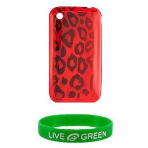  Red Leopard Design Silicone Crystal Skin Case for Apple 