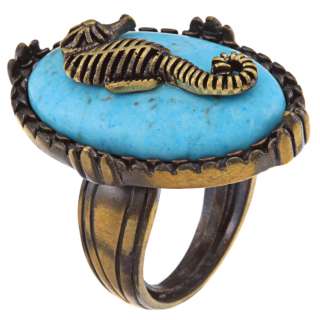   & Zooey Goldplated Simulated Turquoise Seahorse Ring  