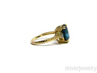 Estate 4.00ct Diamond Blue Topaz Gold Ring NR  