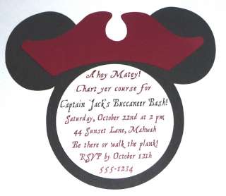 MICKEY MOUSE OR MINNIE MOUSE PIRATE BIRTHDAY PARTY INVITATION  