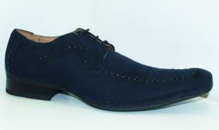 Italian Style Mens Navy Suede Dress Shoes Sz 7.5 12  
