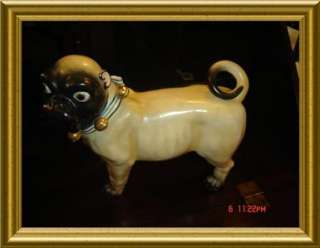   PORCELAIN VERY RARE AMAZING LARGE PAIR MALE & FEMALE PUG DOGS  