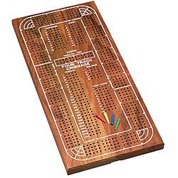 Solid Walnut Four track Grandmaster Cribbage Board  