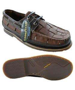 Nautica Mens Chart Brown Leather Boat Shoes  
