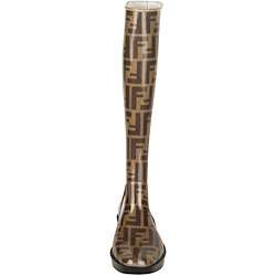 Fendi Womens Brown Zucca Rubber Rain Boots  