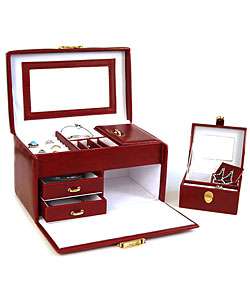Red Leather Travel Jewelry Box  