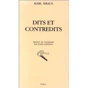  Dits et contredits (9782851840356) Karl Kraus Books