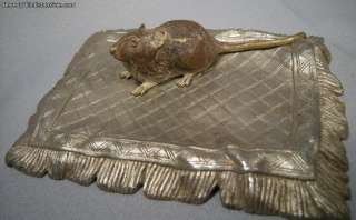 Rare Antique Vienna Bronze Mouse on Carpet  