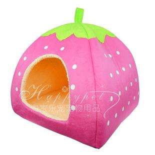 PINK strawberry pet dog/cat bed house kennel cute  