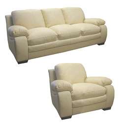 Luxurious Ivory Leather Sofa and Chair  