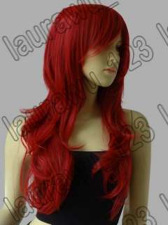   Long Heat Resistant Big Wavy Dark Red Cosplay Wig   