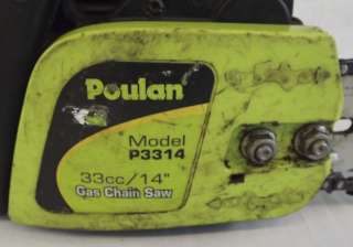 Poulan Chainsaw Chain Saw 33cc 14 Bar Model P3314 Runs Good  