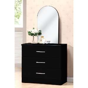  Dresser with 3 Drawers & Mirror  Black