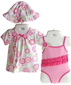 Minibasix Newborn/Infant Girls Swimsuit & Cover Up  